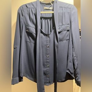 Blue button down blouse